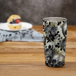 332 Skulls Raven with Golden Leaves Tumbler