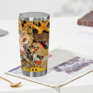 423 Yellow Flower Cow Tumbler