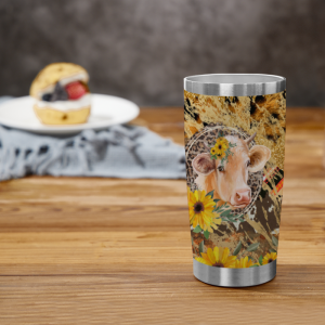 423 Yellow Flower Cow Tumbler