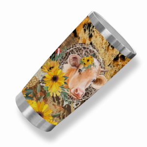 423 Yellow Flower Cow Tumbler