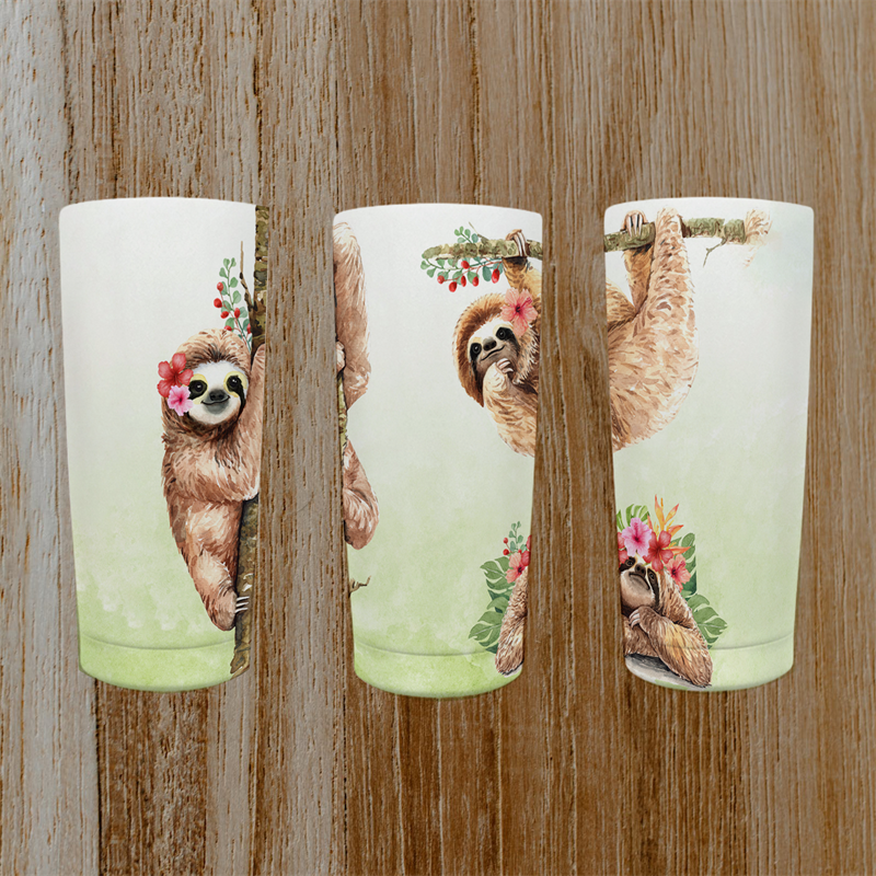 088 Flower Sloth Tumbler