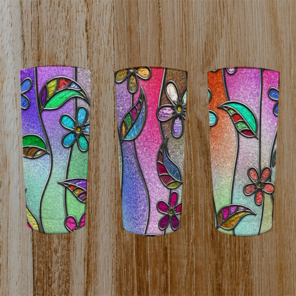 096 Stained Glass Flower Tumbler