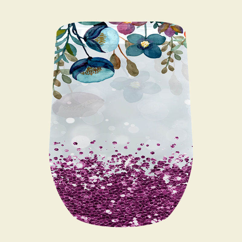 104 Purple Glitter with Flowers Tumbler