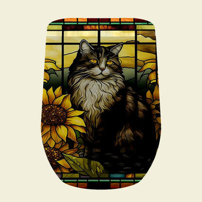 151 Sunflower Cat Stained Glass Royal Kitty Tumbler