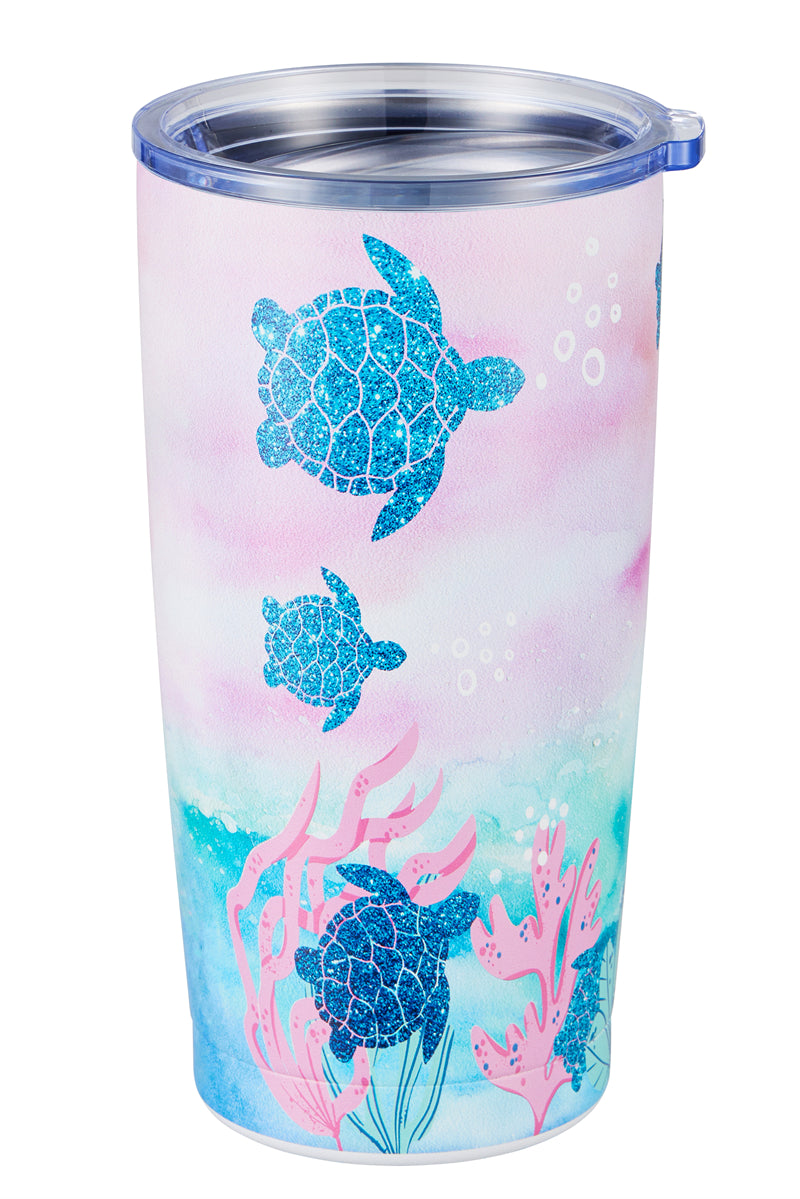 166 Pink Blue Turtle Tumbler