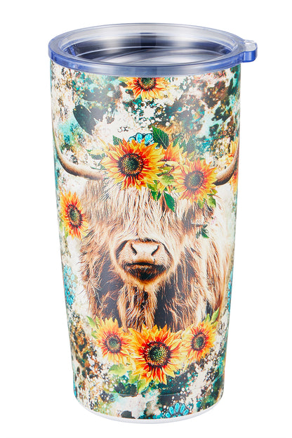 186 Sunflower Highland Cow Tumbler