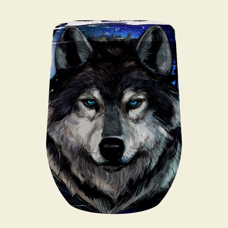 189 Blue Eyed Wolf Tumbler